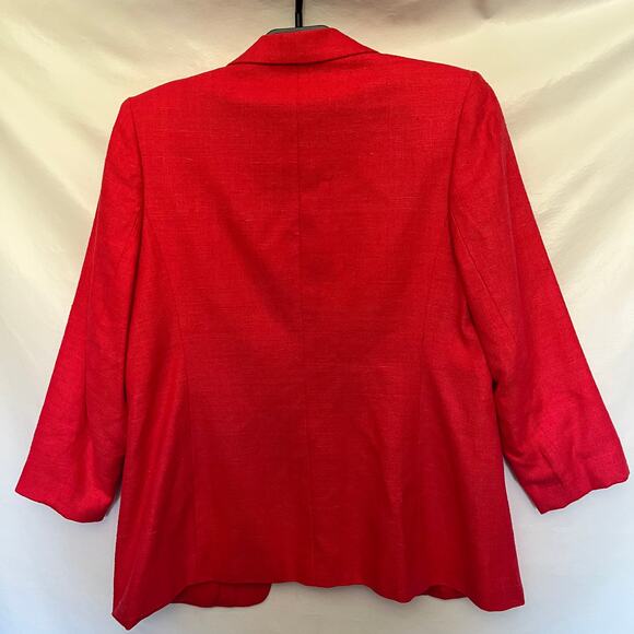 Vintage Hillary Charles 100% Silk Womens Blazer Jacket Red One Button Tweed USA - Picture 5 of 12